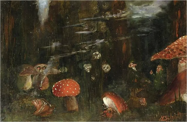 Heinrich Schlitt Study for 'In the Enchanted Forest' 1902