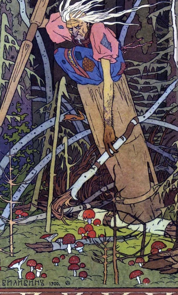 Baba Yaga Amanita Muscaria Fly Agaric Birch Tree Illustration